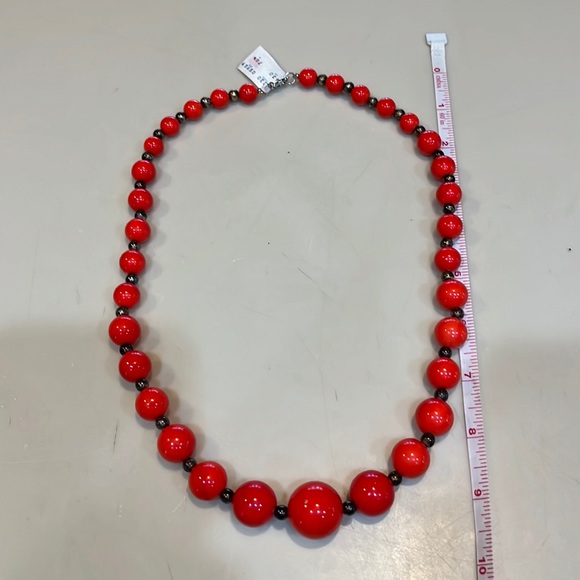 Necklace vintage orange beaded - Picture 2 of 3